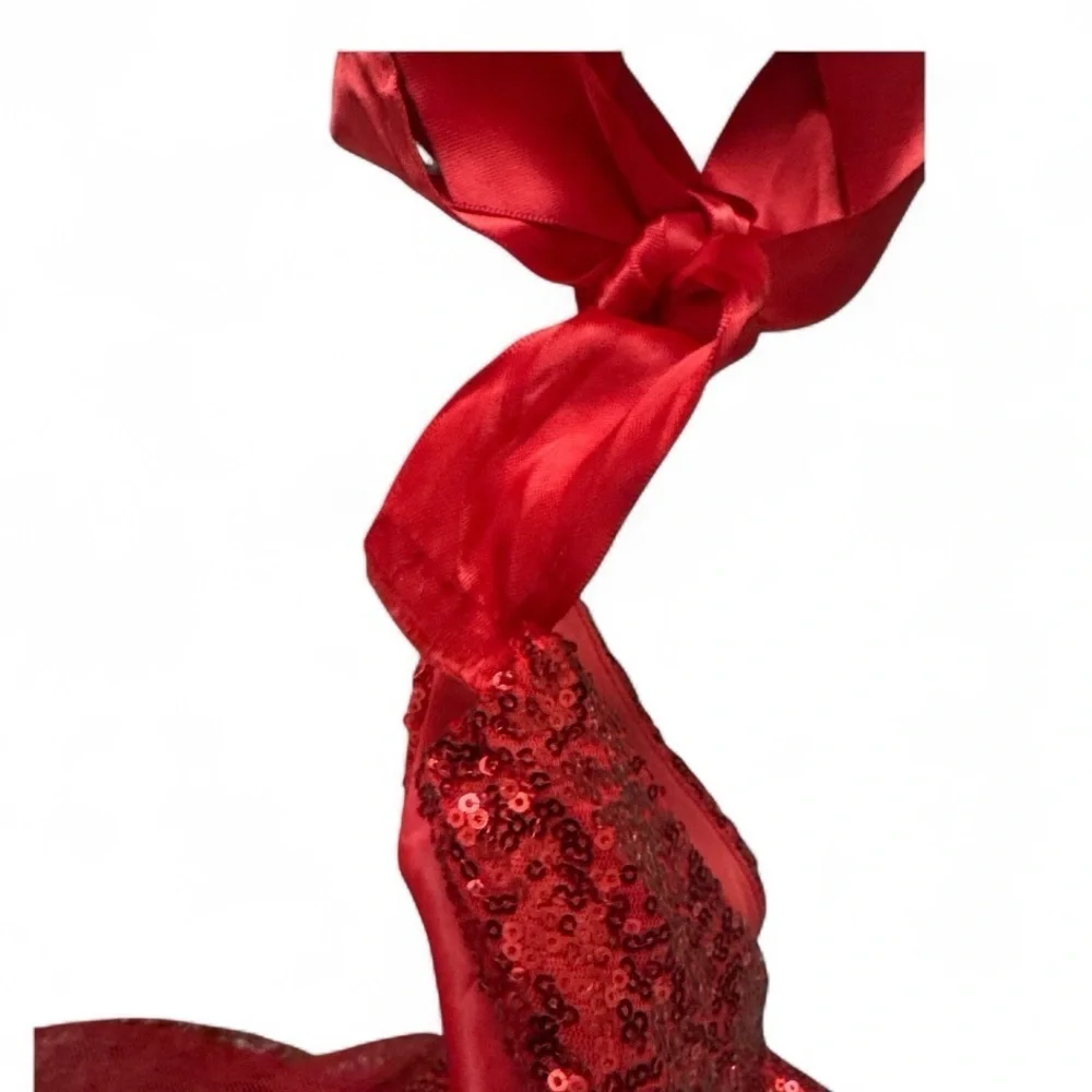 Little Girls Size 4  Red Sequin One-Shoulder Tulle Dress Valentines Day B-Day